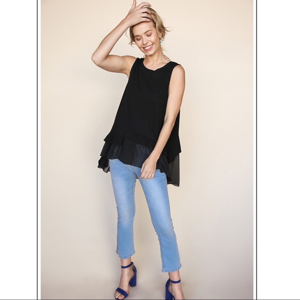 Sheer Ruffle Back Hi Lo Tank - Picture 2 of 12